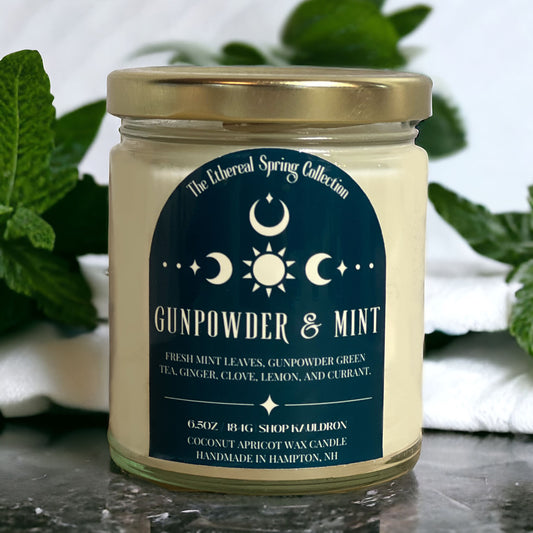 Gunpowder & Mint Wooden Wick Candle