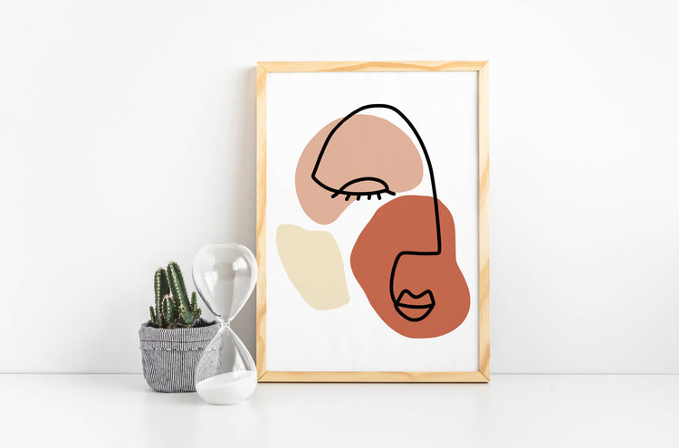 Mid Century Abstract Face Print