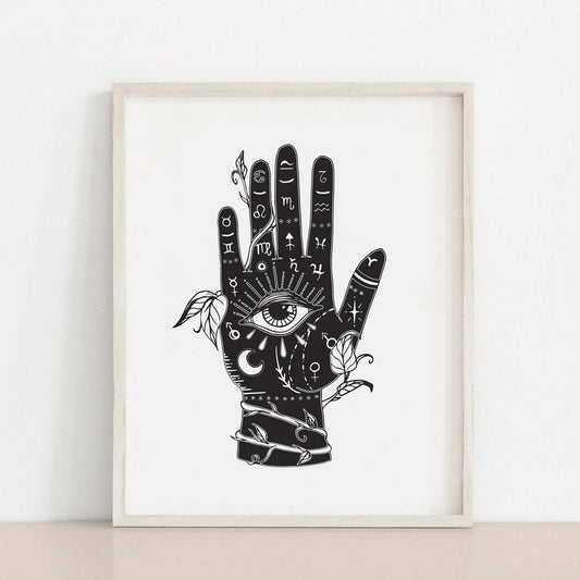 8.5 x 11 Palmistry Dark Hand Art Print